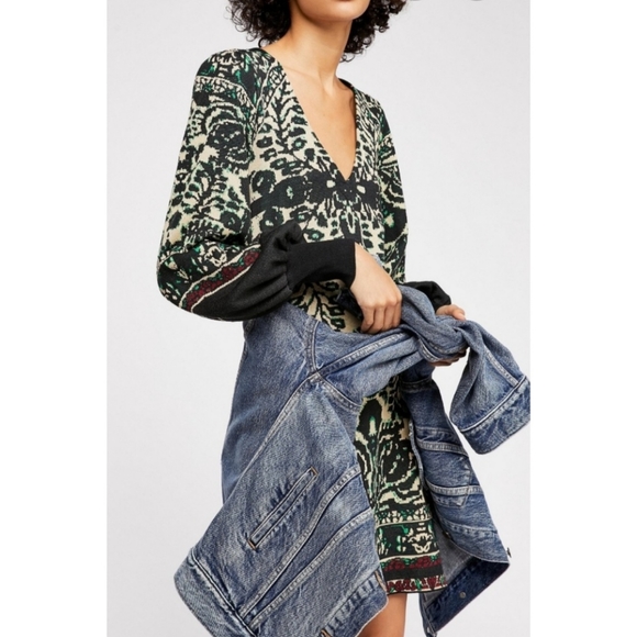 Free People Music & Lyrics Printed Sweater Mini Dress - Picture 7 of 14